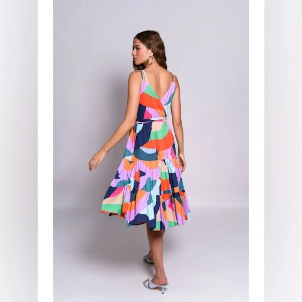 Hutch Rainbow Wave Tiered Midi Wrap Dress - Picture 3 of 3
